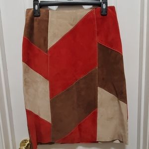 Vintage leather patchwork skirt-8
